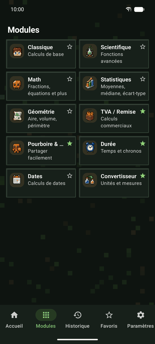Capture d’écran de l’application Calqira : BlockCraft